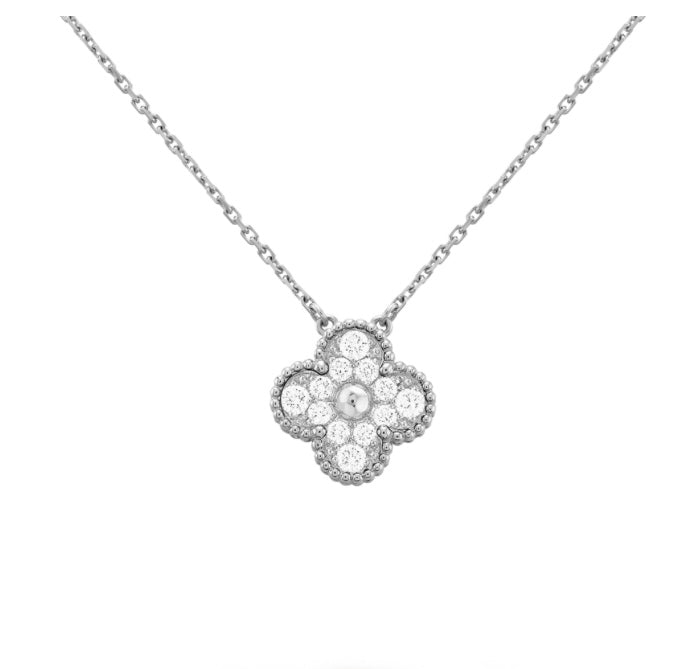 ICED OUT SINGLE CLOVER NECKLACE