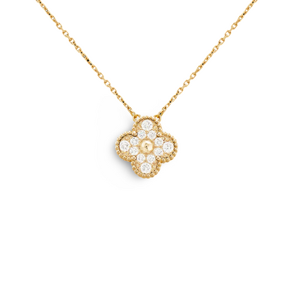 ICED OUT SINGLE CLOVER NECKLACE