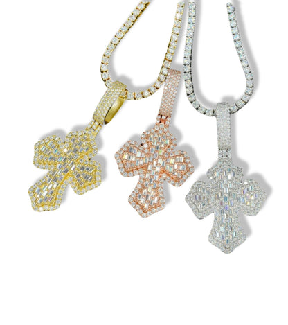 .925 LARGE CROSS PENDANT VVS LAB STONES