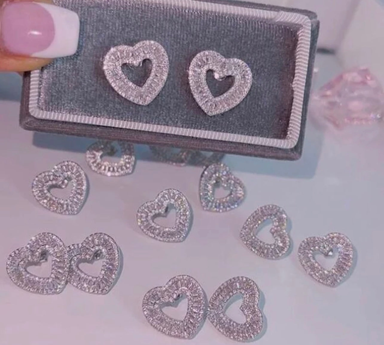 ICED OUT HEART EARRINGS