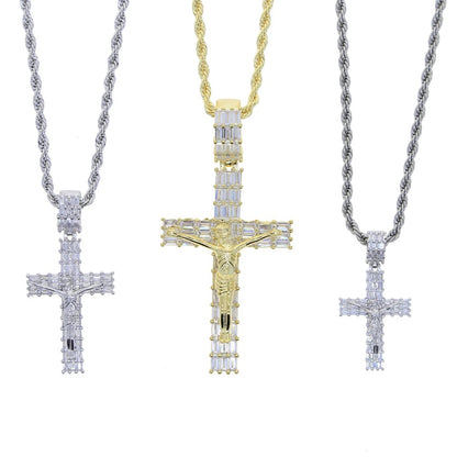 BAGUETTE DIAMOND CRUCIFIX PENDANT