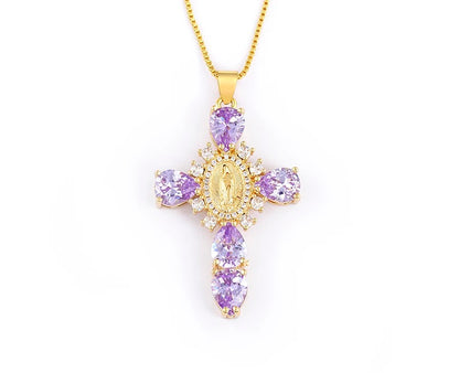 VIRGIN MARY DIAMOND CROSS