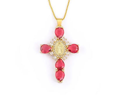 VIRGIN MARY DIAMOND CROSS