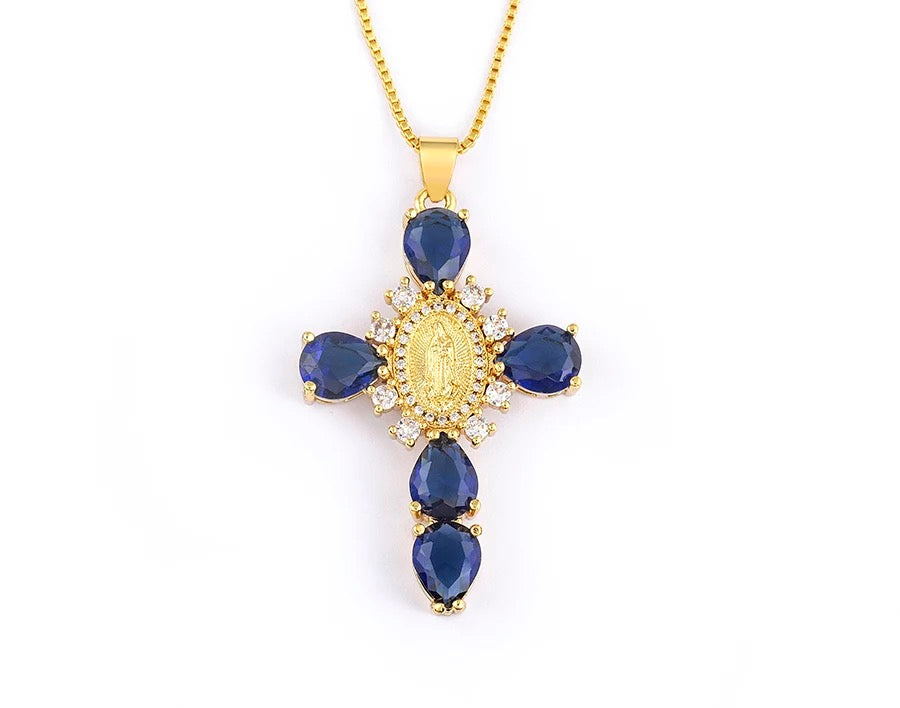 VIRGIN MARY DIAMOND CROSS