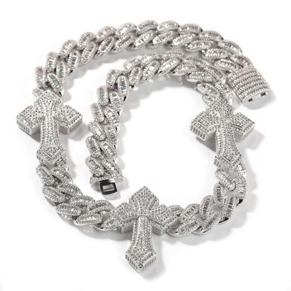 3X CROSS ICY CUBAN CHAIN