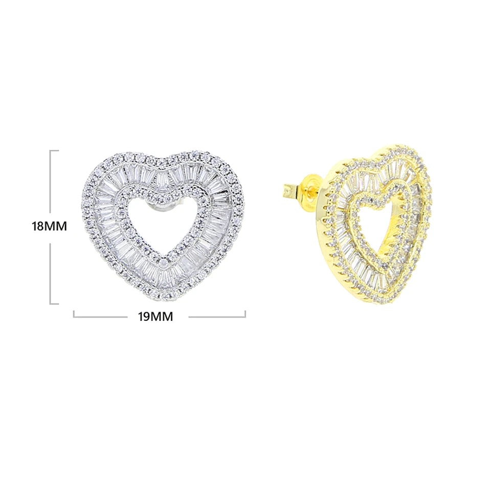 ICED OUT HEART EARRINGS