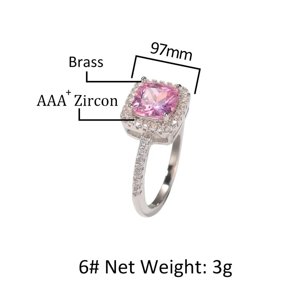 SQUARE CRYSTAL DIAMOND RING