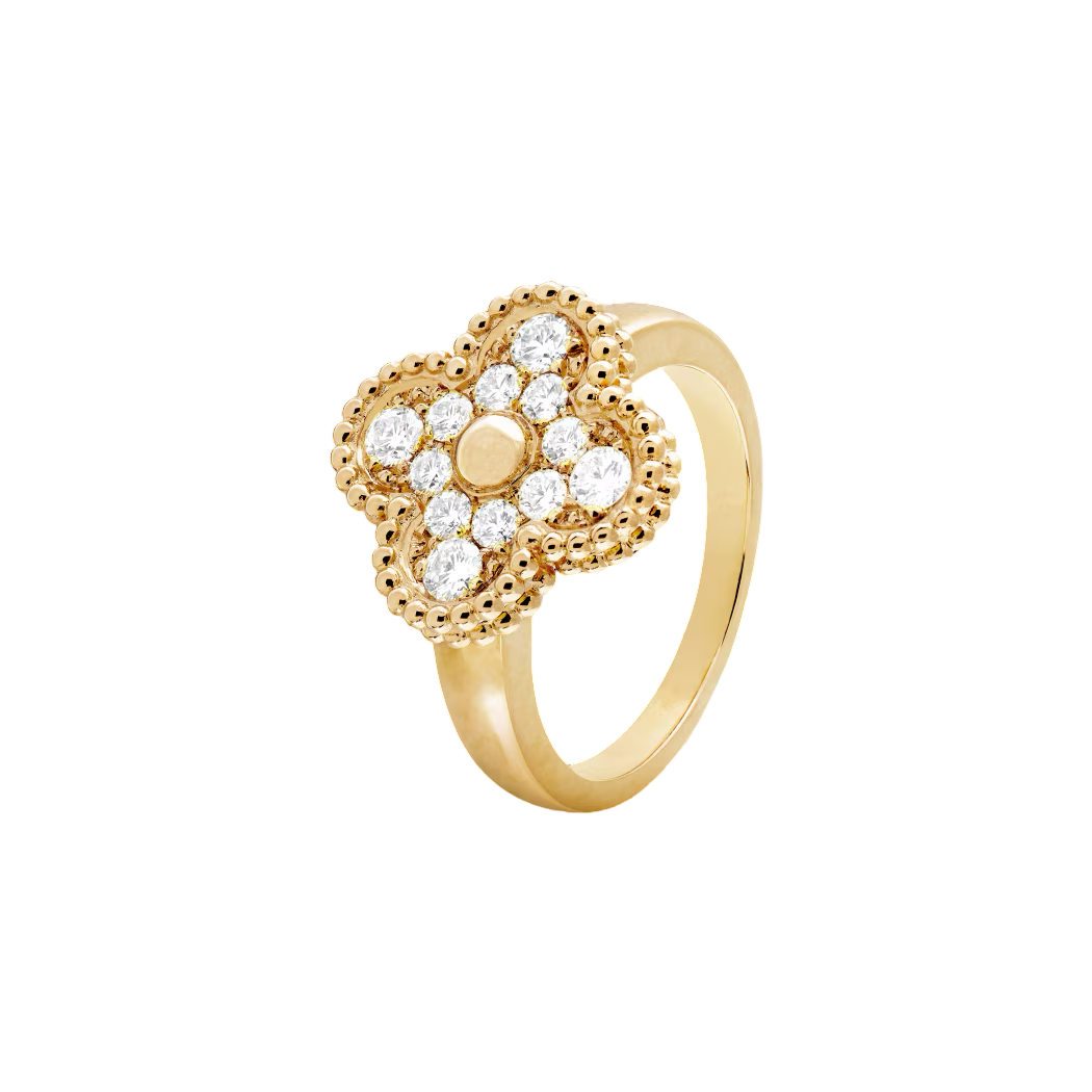 GOLD ICY CLOVER RING