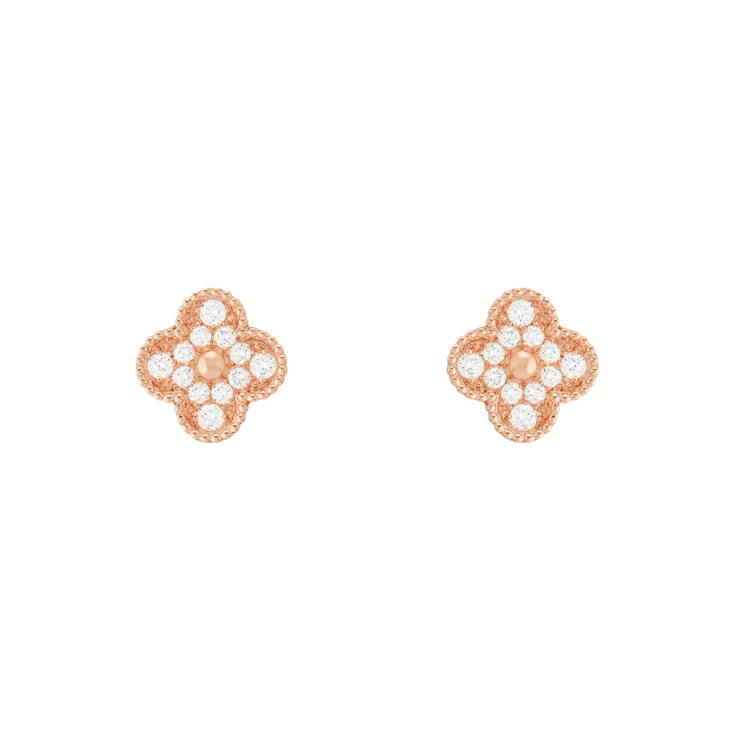 ROSEGOLD ICY CLOVER EARRINGS