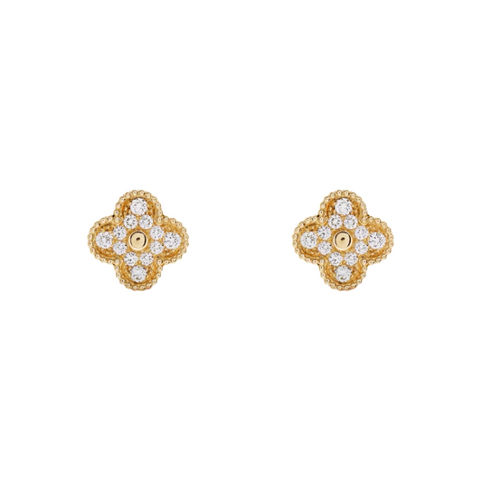 GOLD ICY CLOVER EARRINGS