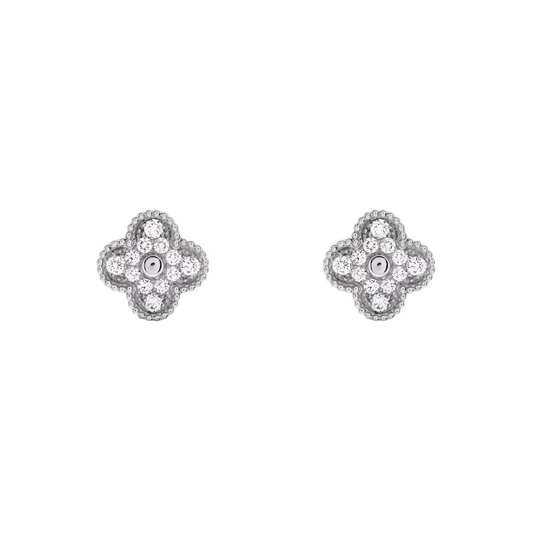 SILVER ICY CLOVER EARRINGS