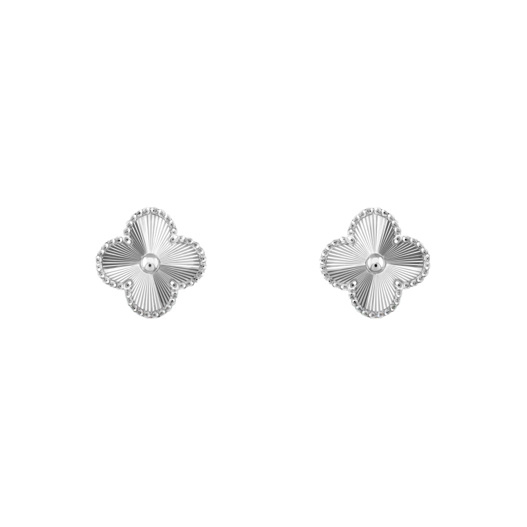 SILVER METALLIC CLOVER EARRINGS